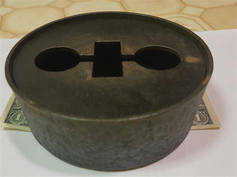 Small Round Heavy Metal Box with holes in lid/ : 